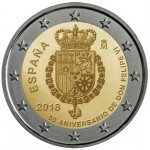Espanha 2€ 50º Aniversário do Rei Filipe VI 2018 